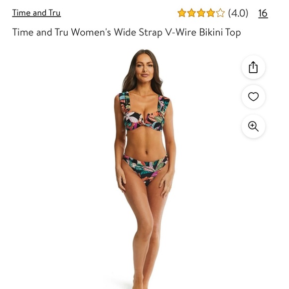 NWT! Time & Tru Wide Strap V-Neck Bikini Set- Size M - Picture 6 of 6